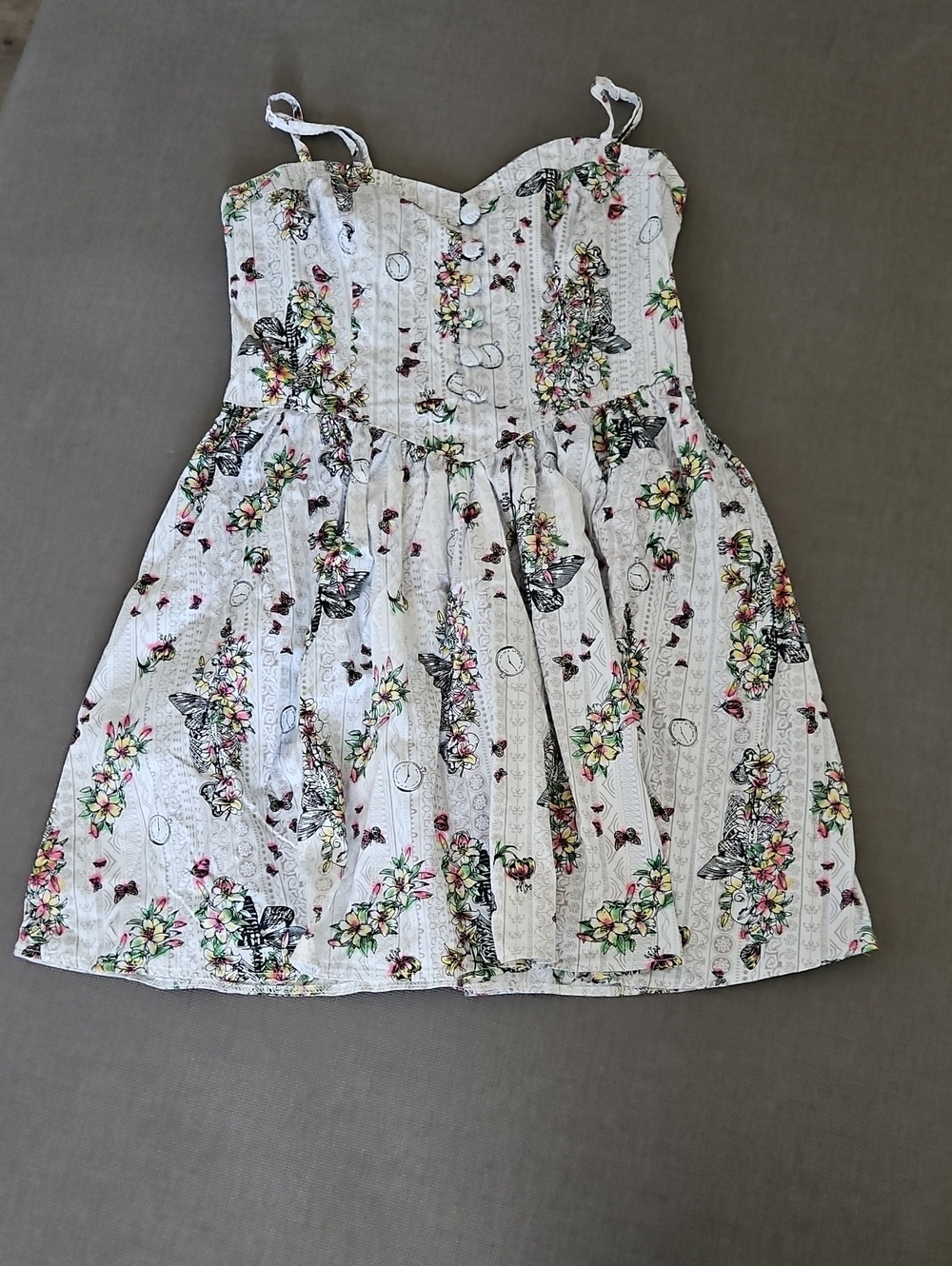Hell Bunny White Floral & Butterfly Sundress